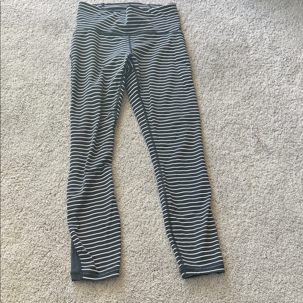 lululemon athletica Black and White Striped Leggings